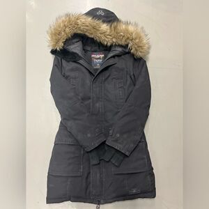 TNA Black Ski Parka with Faux-Fur Trim